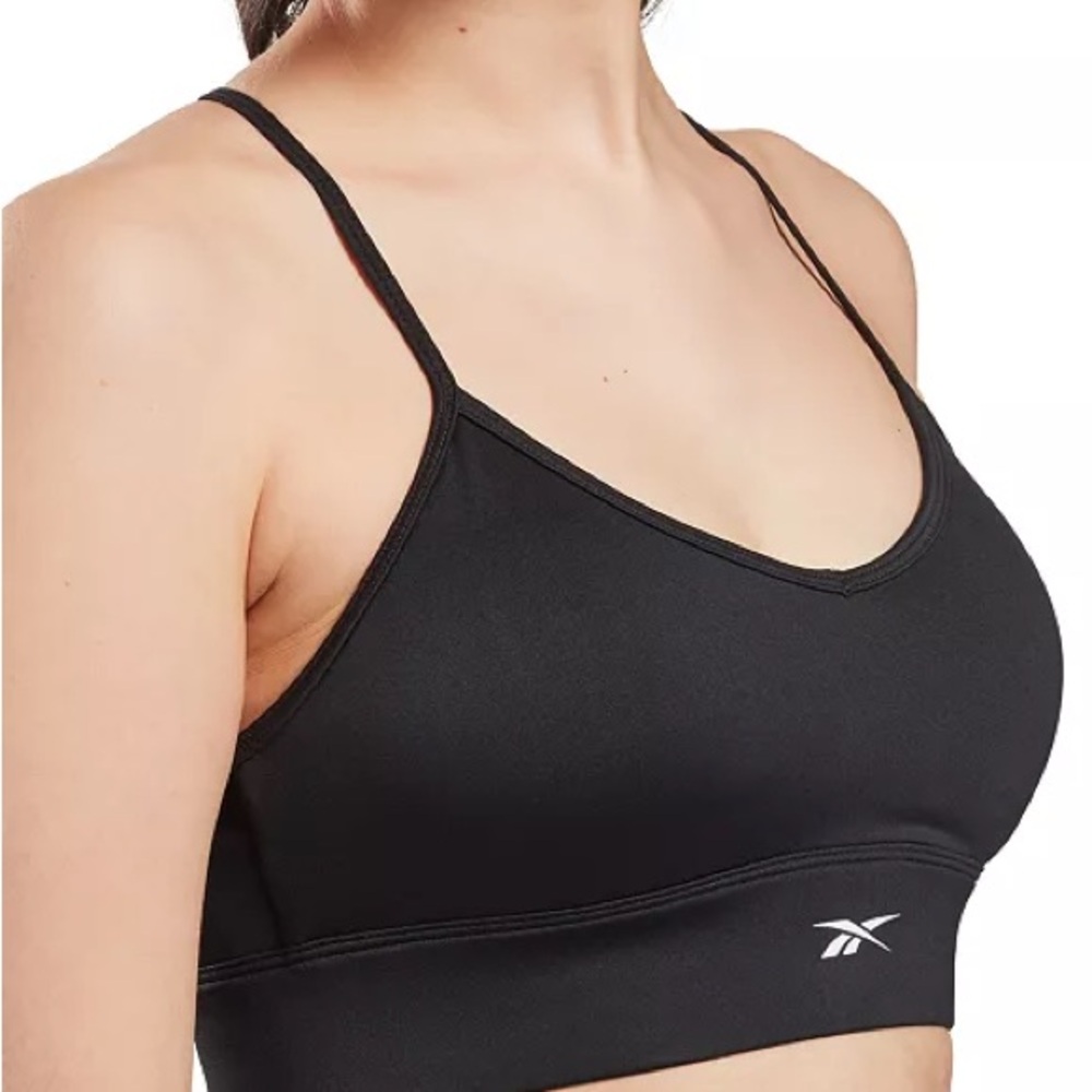 Reebok Women's Sleek Black Mid-Impact Sports Bra